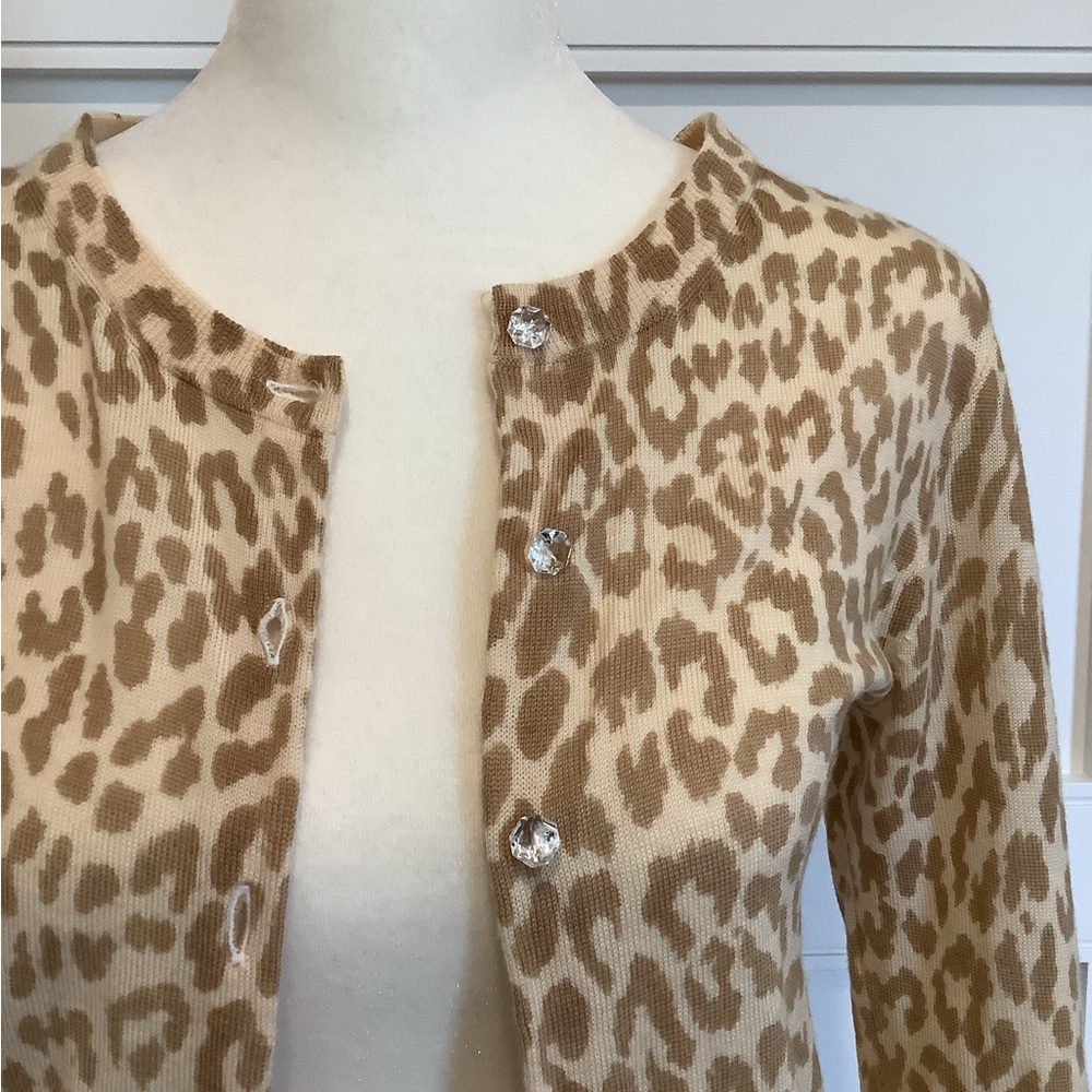 J.Crew 100% wool leopard cardigan size small